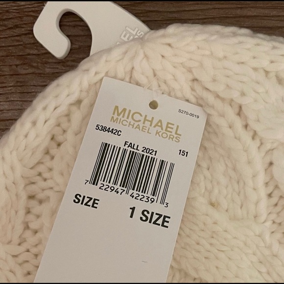 NWT Michael Kors Access Cream Cable Knit Cap Hat Beanie - Picture 5 of 6
